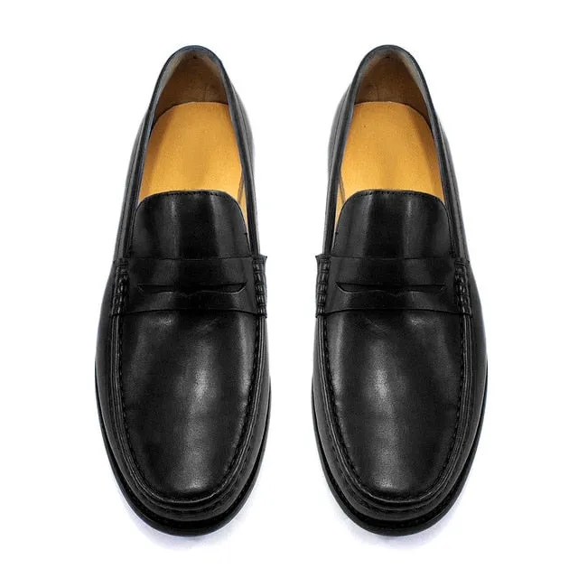 Solid Genuine Leather Loafers Shoes