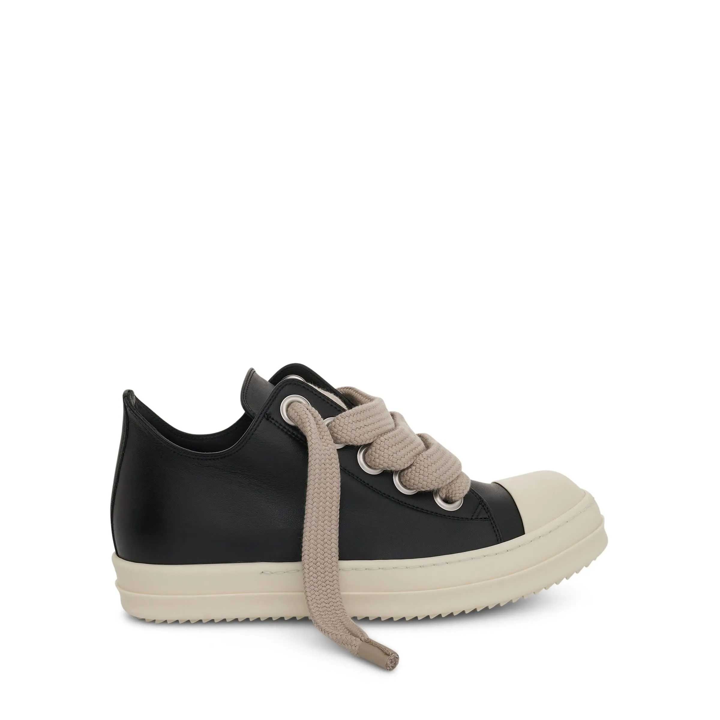 Strobe Low Leather Sneaker with Jumbo Laces in Black/Milk