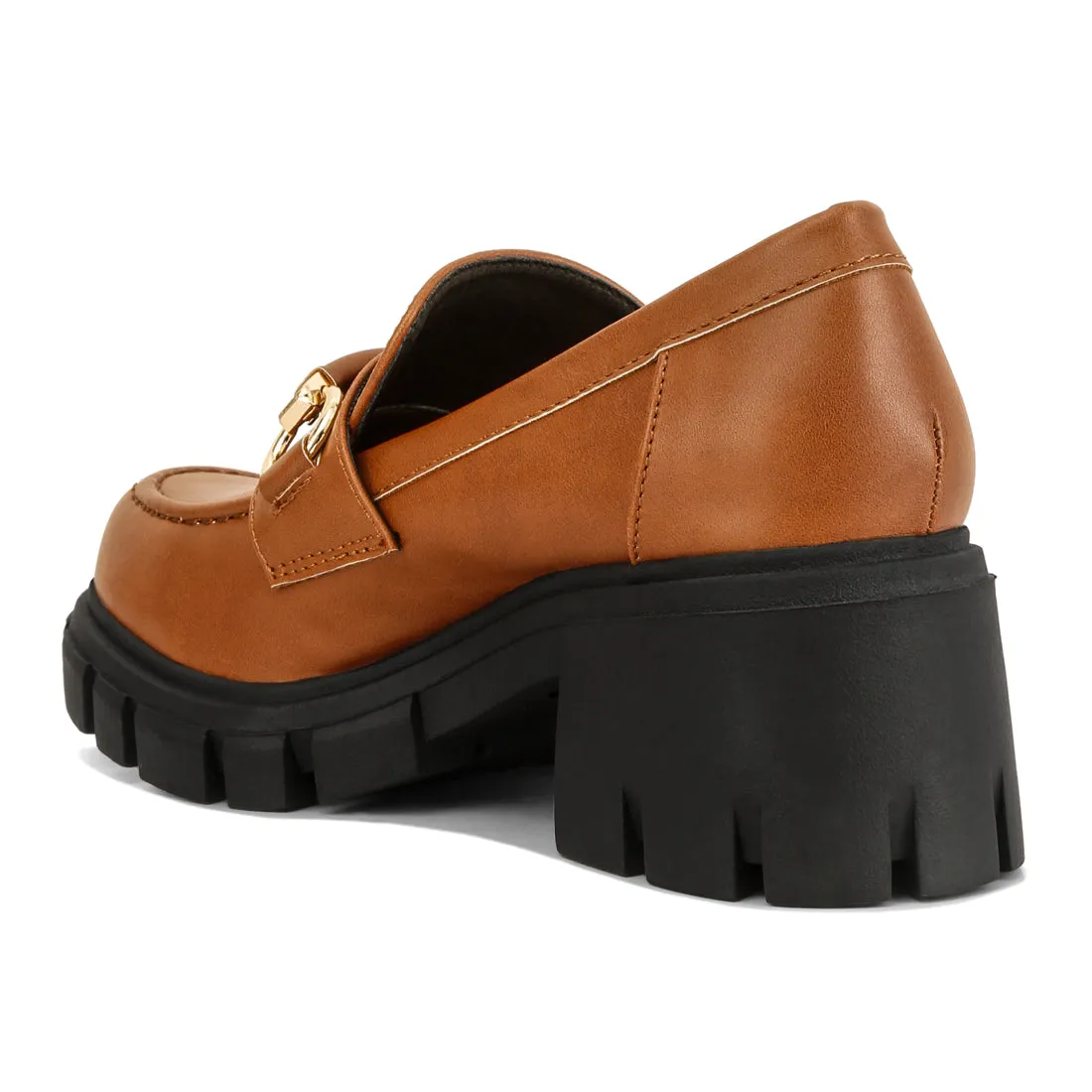 Tan Chunky Platform Loafers