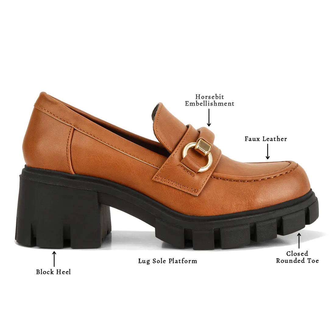 Tan Chunky Platform Loafers