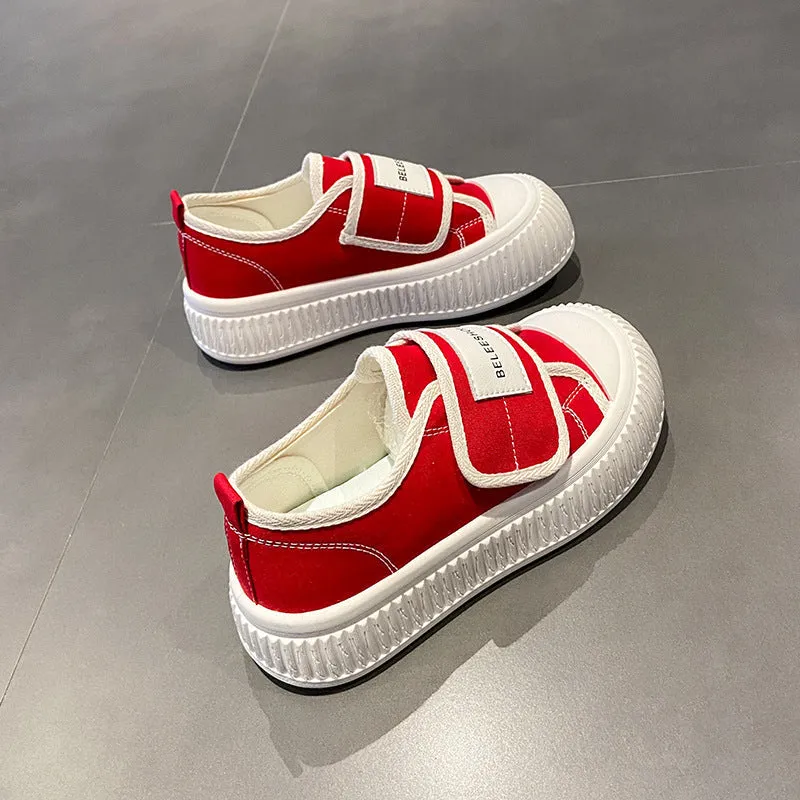 Trendy Spring Platform White Big Head Canvas Shoes