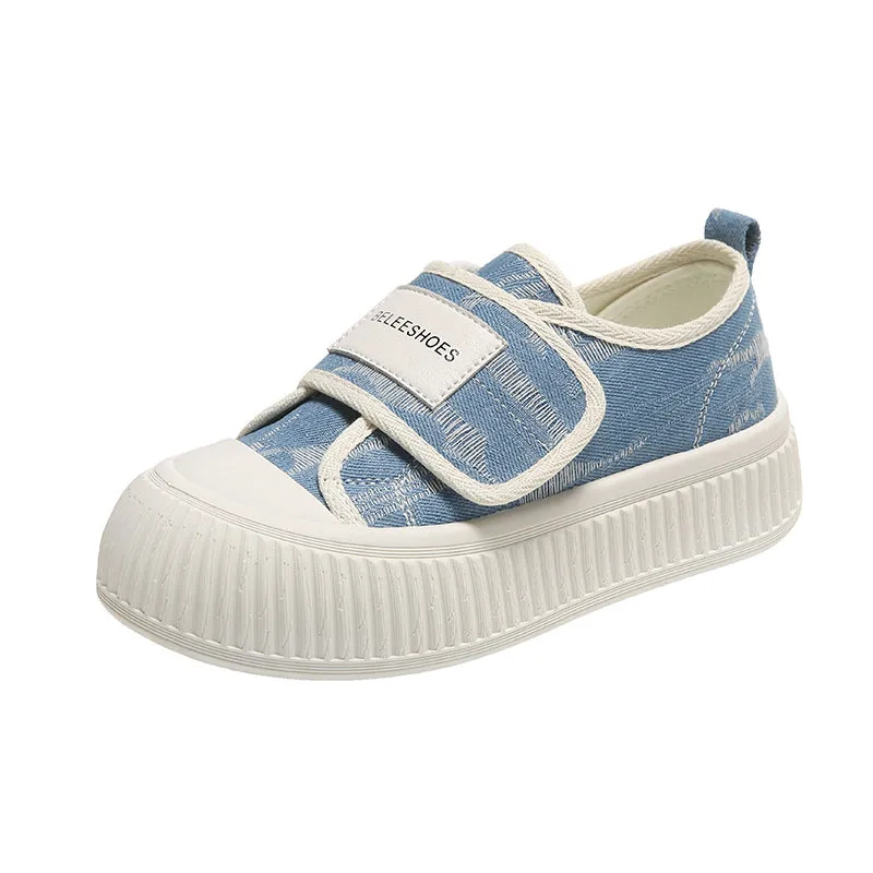 Trendy Spring Platform White Big Head Canvas Shoes