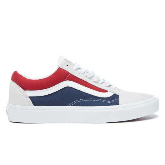 VANS Old Skool Retro Block White Red Dress Blue Sneakers