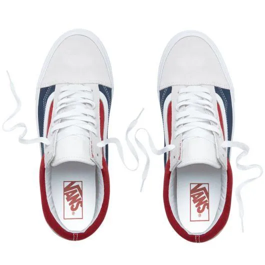 VANS Old Skool Retro Block White Red Dress Blue Sneakers