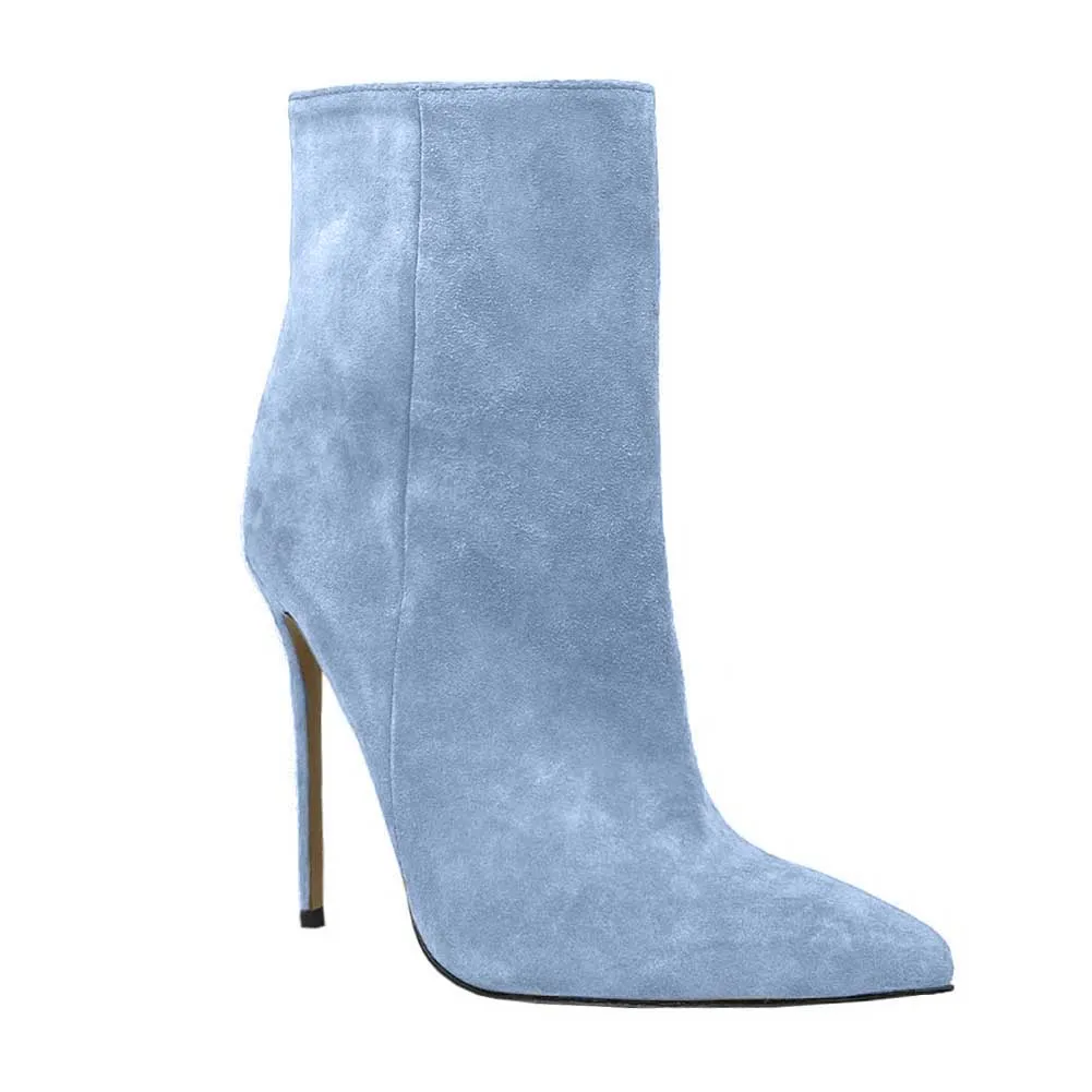 Women Stiletto Sexy Ankle Boots Zip Up Suede Short Boots