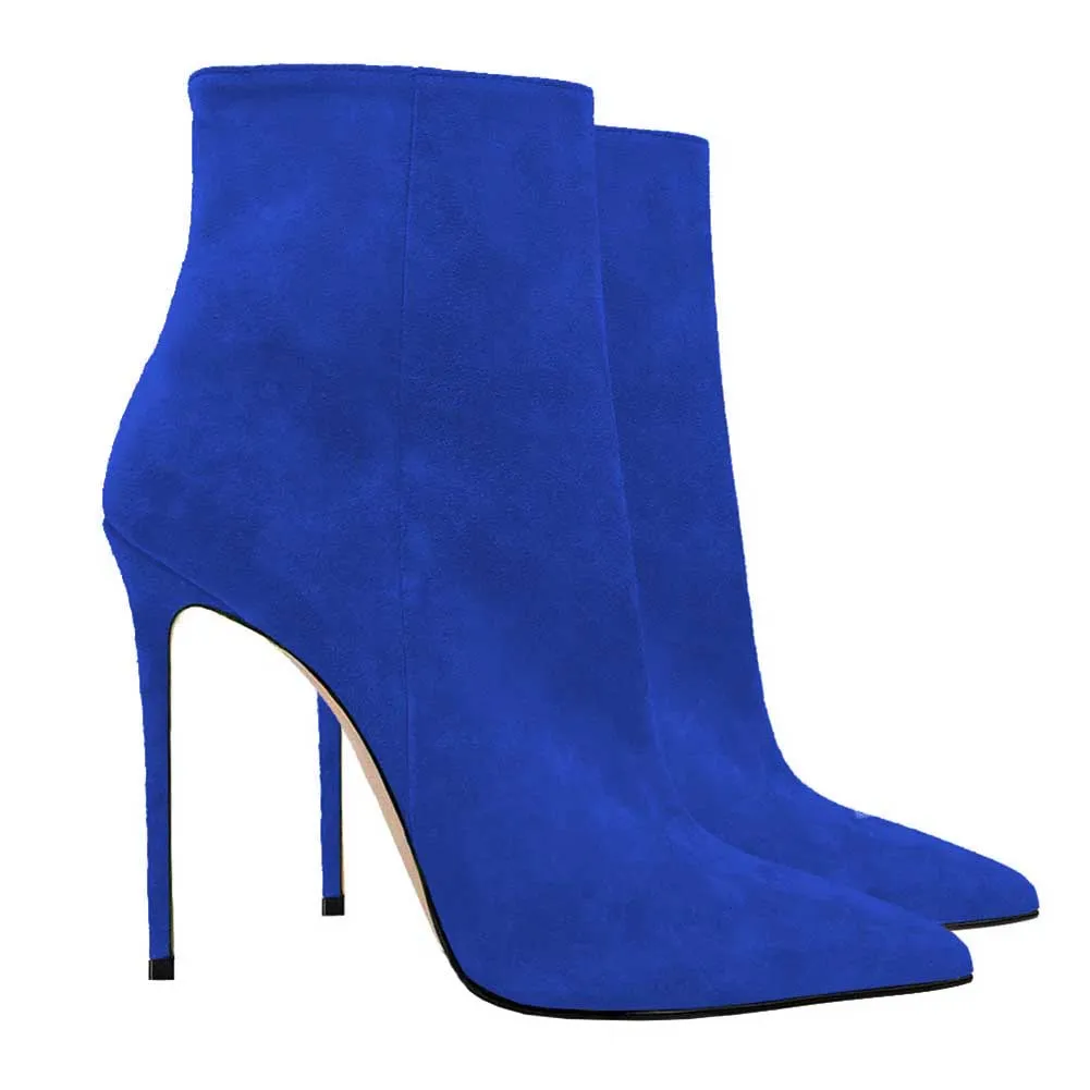 Women Stiletto Sexy Ankle Boots Zip Up Suede Short Boots