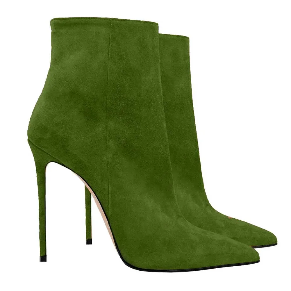 Women Stiletto Sexy Ankle Boots Zip Up Suede Short Boots