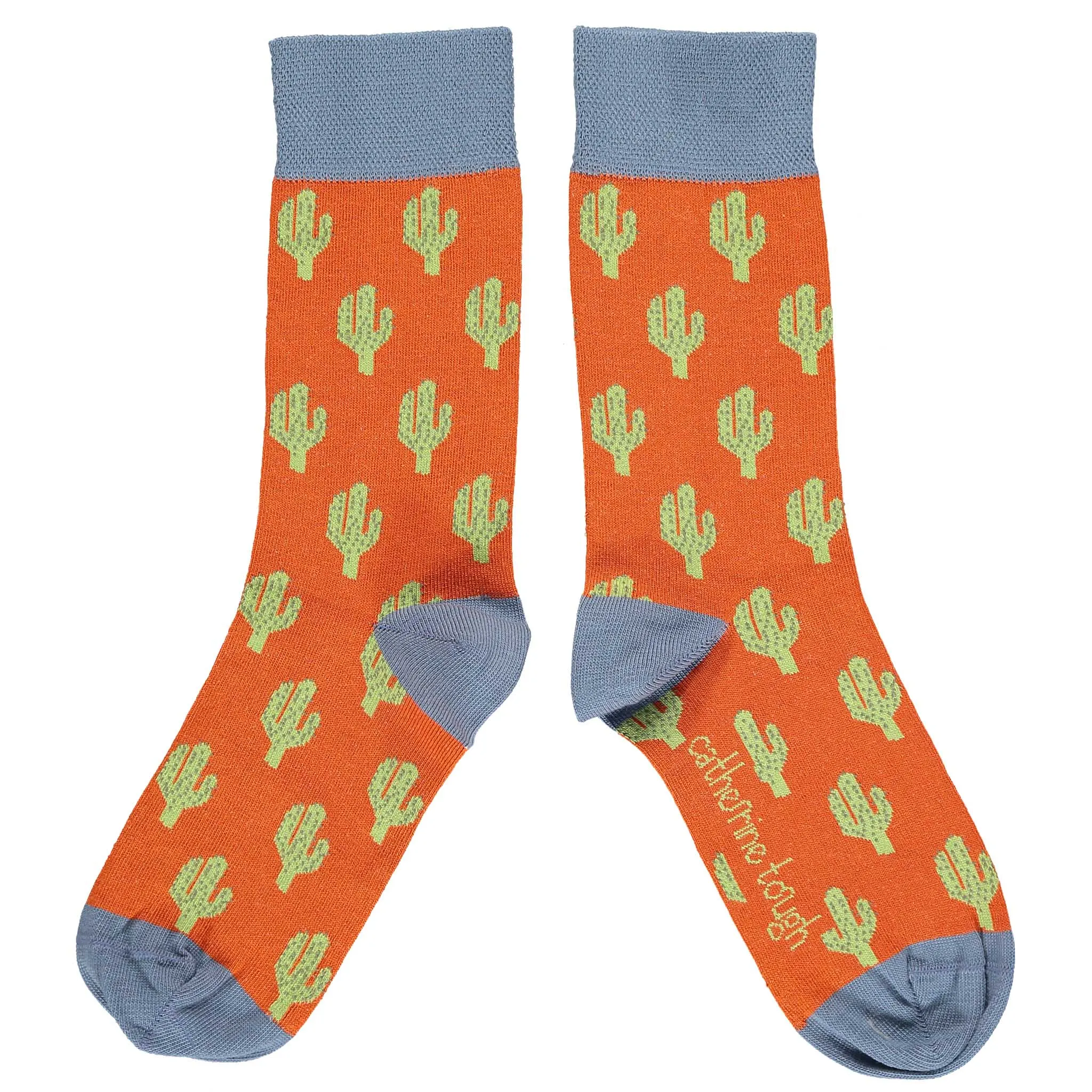 Women's Ankle Socks- Cactus, Orange and Smoky Blue